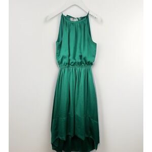 Banana Republic Womens Dress Kelly Green Pockets High-low Preppy  Sz0 Silky